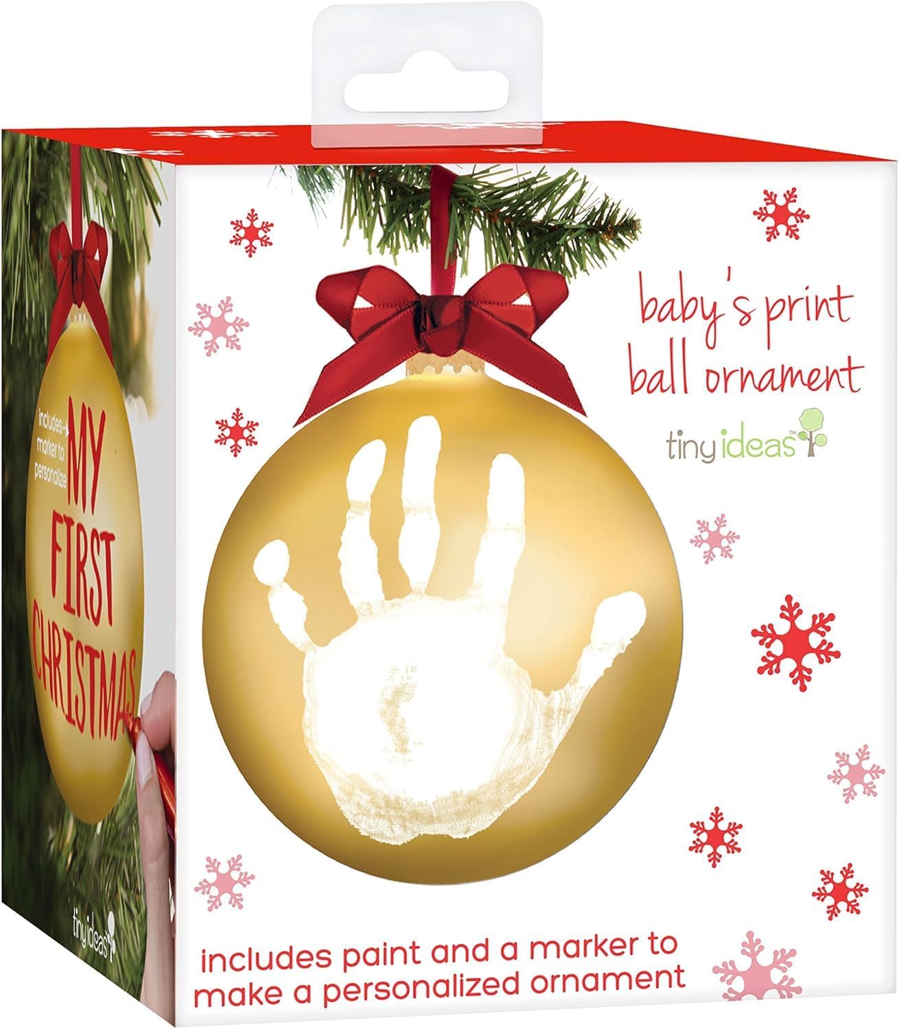 Christmas Baby Handprint Ornament Kit - DIY Keepsake Bauble with Paint for Newborns