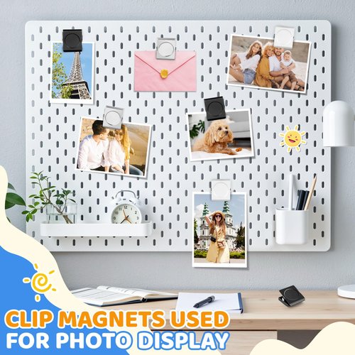 Grtard 6 Pack Magnetic Clips for Refrigerator, Black Magnet Clips for Fridge, 1.2Inch Refrigerator Magnets, Strong Magnetic Clip,Scratch Free Magnets with Clip for Refrigerator, Whiteboard, Locker