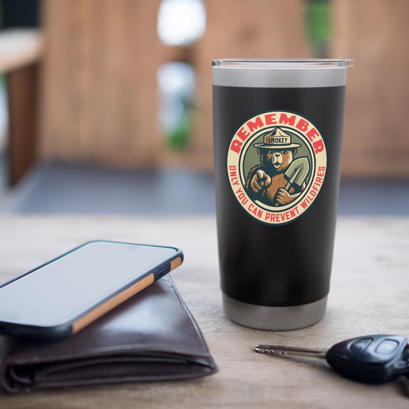Remember Only You Vintage Smokey Bear Seal Retro Stainless Steel Insulated Tumbler