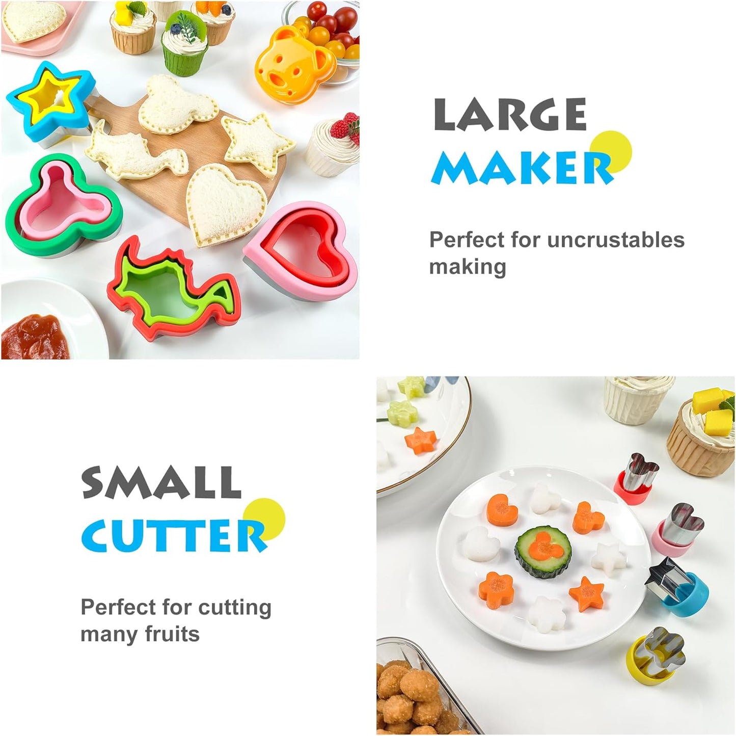 Skiennix Sandwich Cutter and Sealer - 5 PCS Kids Decruster for Fun Lunchbox & Bento Box Meals