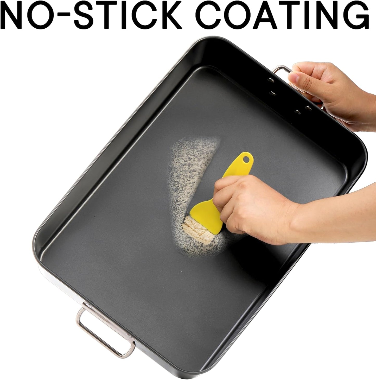 Jucoan Lasagna Pan - 3 Inch Deep, 16 x 11.5 Inch Non-Stick Baking Dish for Casseroles & Roasting