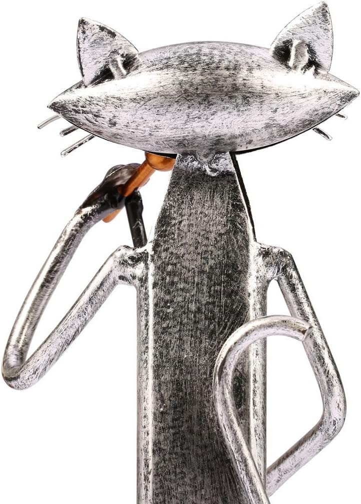 Funny Cat Music Sculpture - Handcrafted Iron Statue | Unique Home Decor
