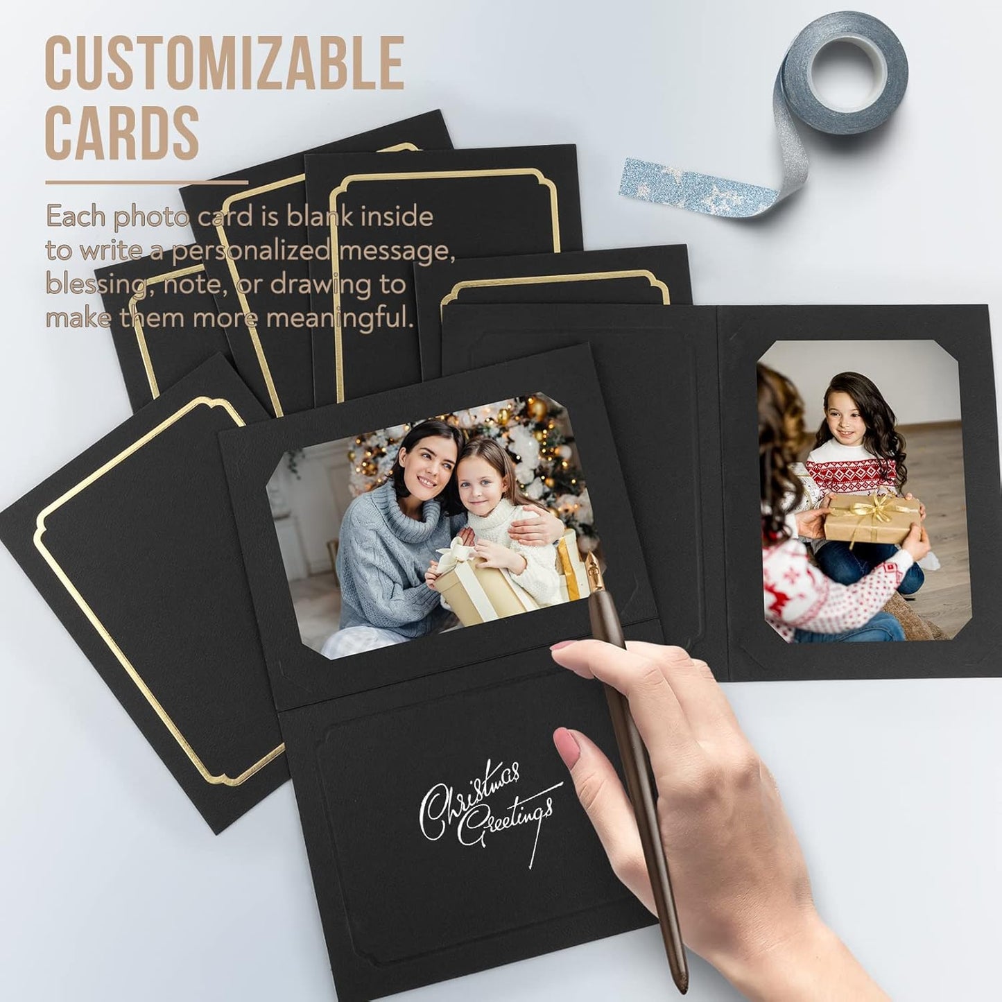 Golden State Art, Pack of 100, 6x8 or 8x10 Photo Folders, Cardboard Picture Frame, Paper Frame Cards, Greetings/Invitation Special Events: Graduation, Christmas, Wedding(Ivory)