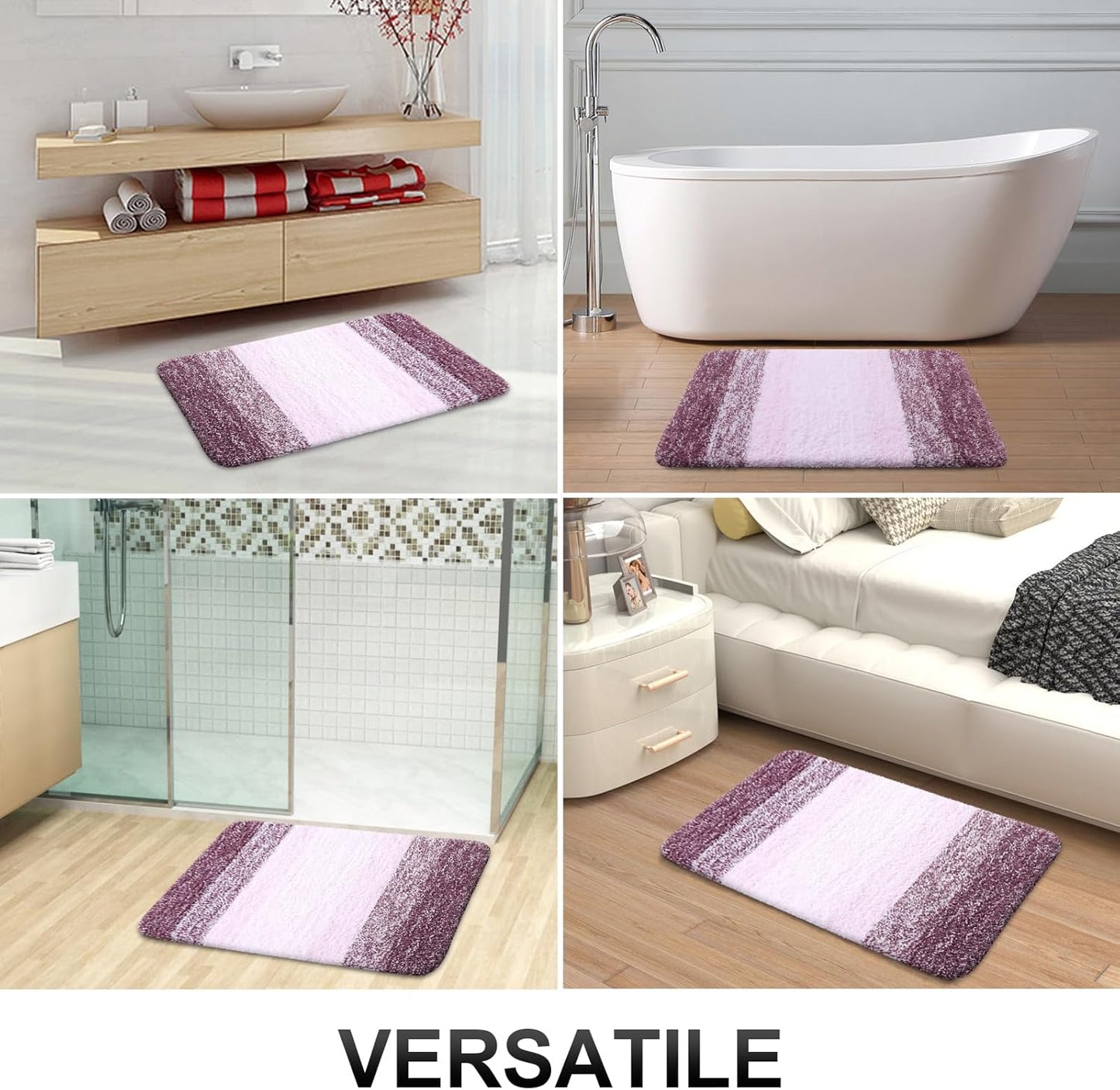 OLANLY Bathroom Runner Rug - Extra Soft Microfiber Mat | Quick Dry, Washable, 59x24, Mauve