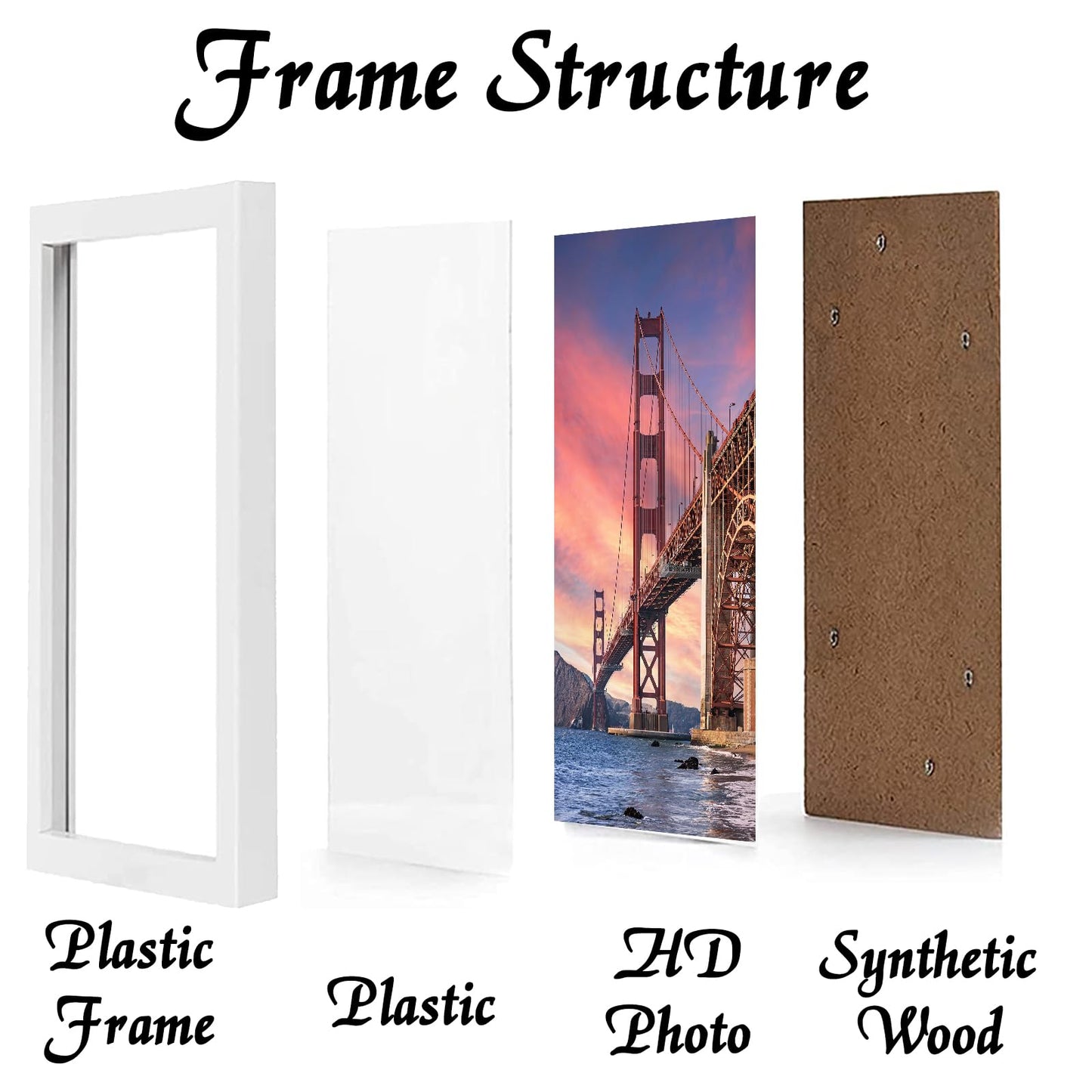ijuerybai 6 Sets 14x18 Picture Frame, Frames for 14 x 18 Canvas Collage Photo Poster Certificate Wall Gallery, High Transparent Horizontal Vertical White 14 by 18 Inches