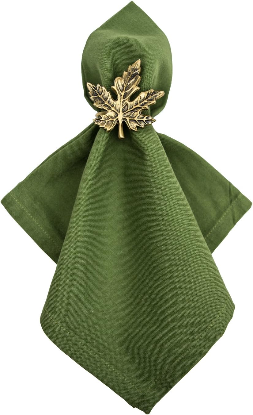 Gold Maple Leaf Napkin Ring Holder Set - 6 Piece Decorative Tabletop Décor for Christmas & Thanksgiving