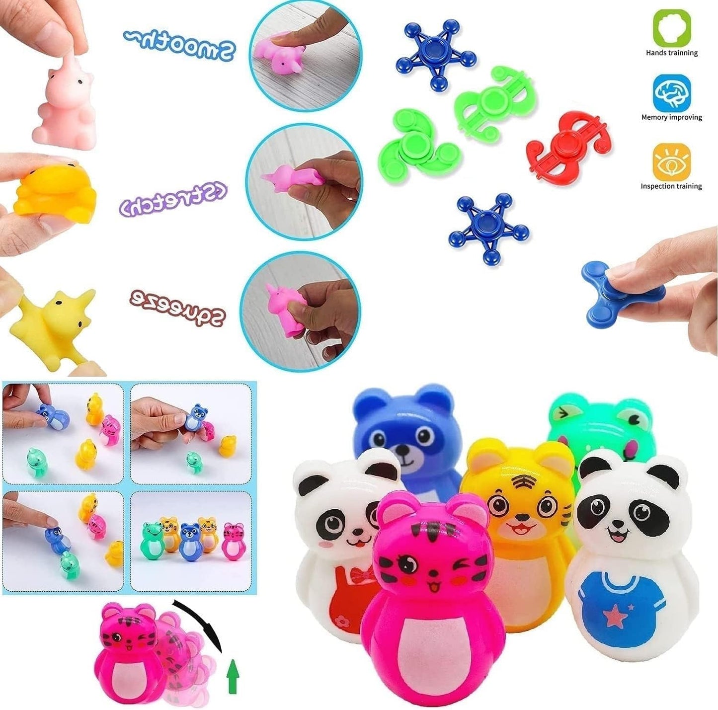 Kaisbro 115 Pcs Squishy Fidget Toys - Fun Party Favors for Kids Ages 4-12 | Ideal for Goodie Bags & Prizes