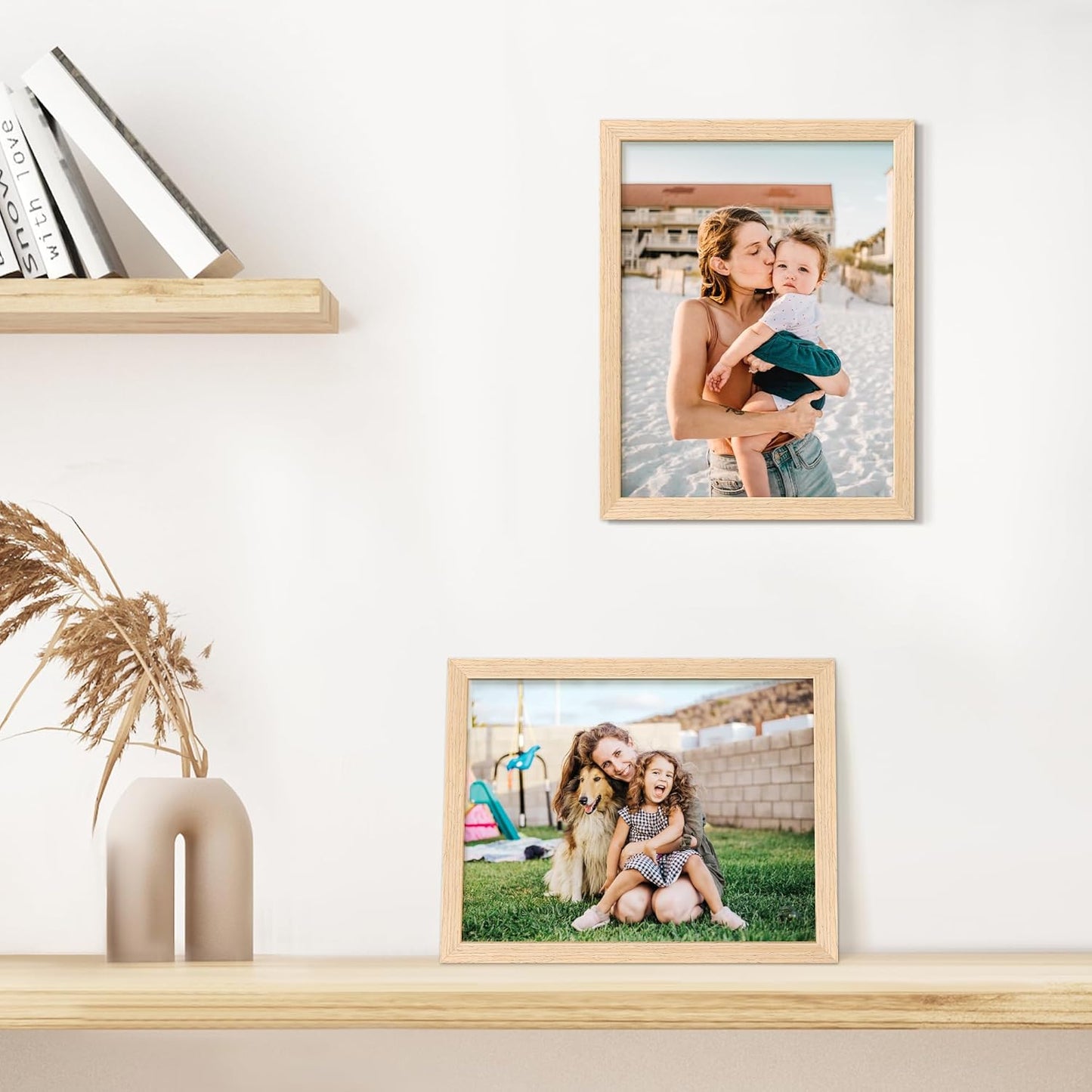 Upsimples 8.5x11 Picture Frame - Natural Solid Wood for Wall or Tabletop Display, 1 Pack