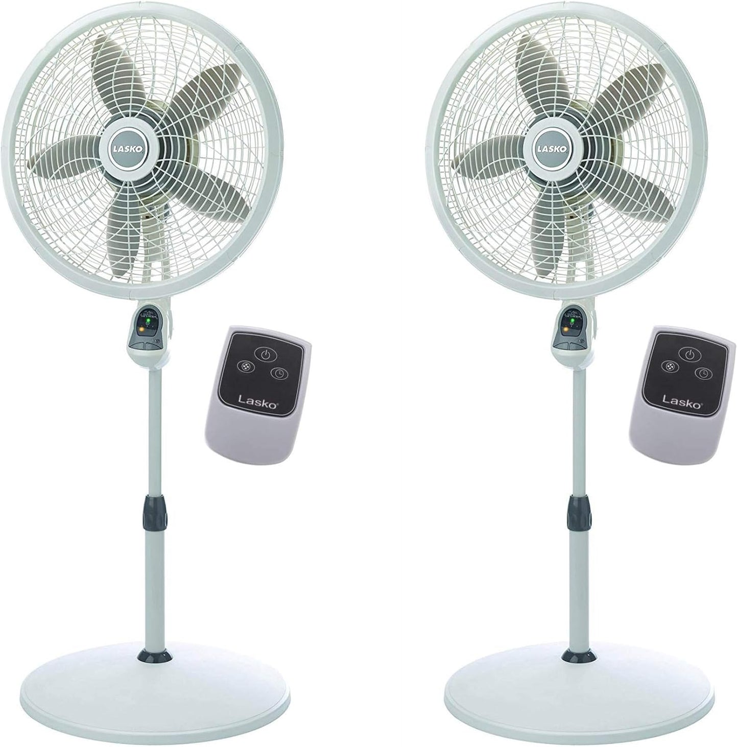 Lasko Elegance and Performance Pedestal Stand Fan, 3-Speeds, 90 Degree Oscillation, Adjustable Height, Timer, Remote for Indoor, Bedroom, Living Room, Home Office, Dorm Use, 18 Inch, White, 1850