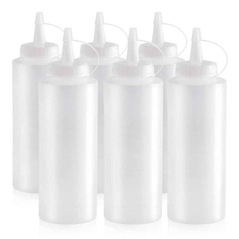 New Star Restaurant Quality Plastic Squeeze Bottle, 12-Ounce, Set of 6, Clear