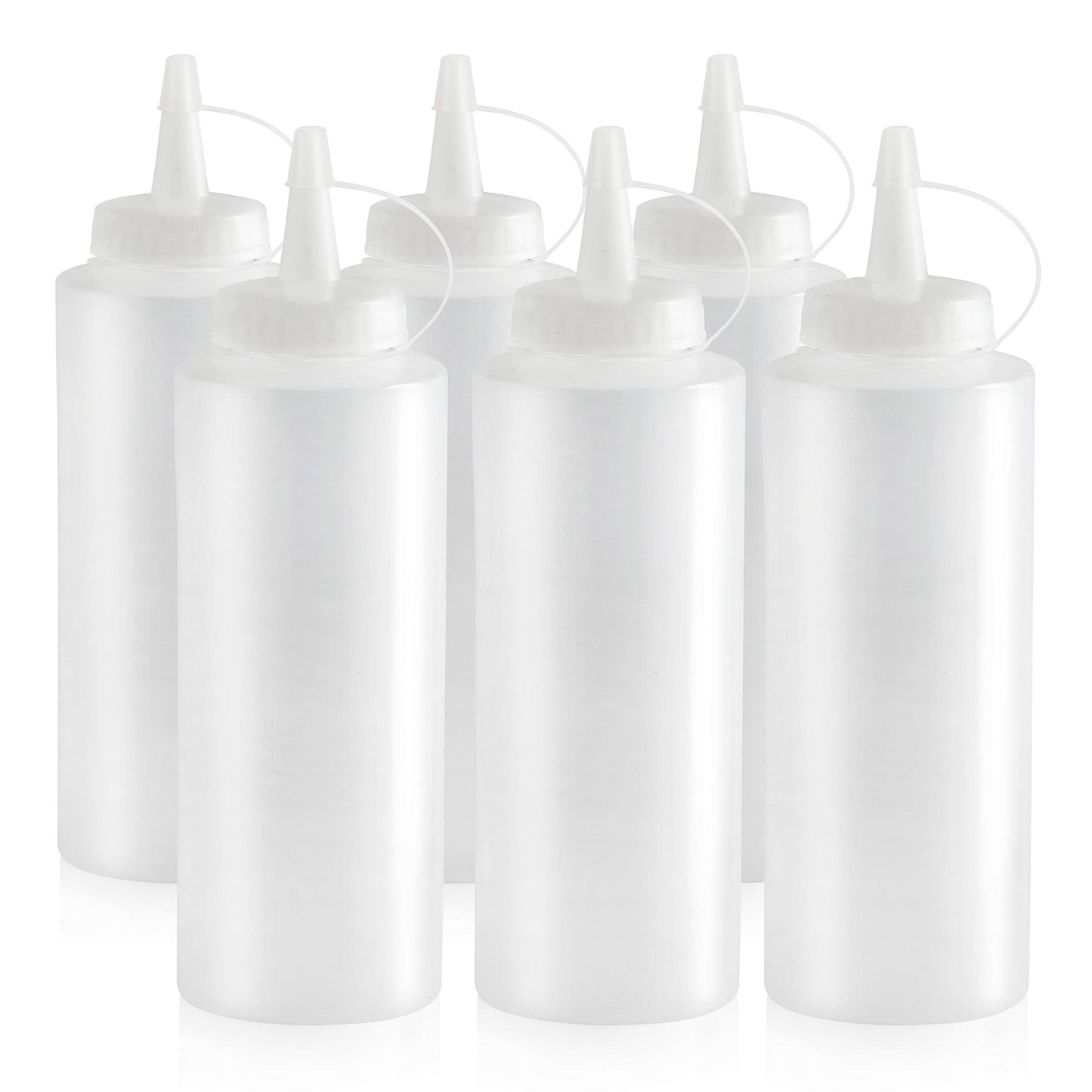 New Star Restaurant Quality Plastic Squeeze Bottle, 12-Ounce, Set of 6, Clear
