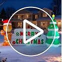 Joiedomi 10 ft Christmas Inflatable Gingerbread Man & Christmas Tree with LEDs