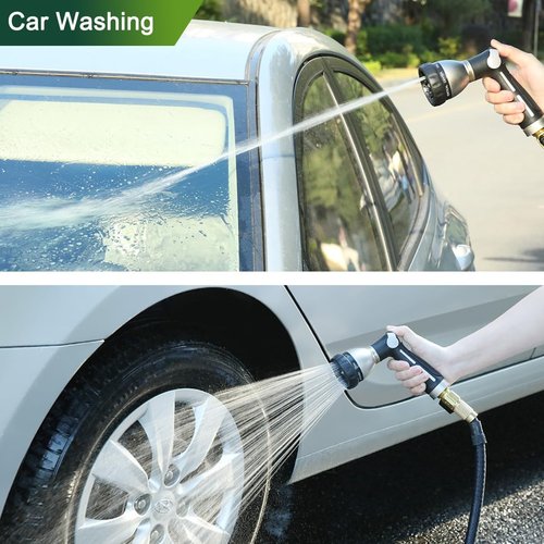 FANHAO Heavy Duty Metal Garden Hose Nozzle - 8 Spray Patterns with Thumb Control & On/Off Valve