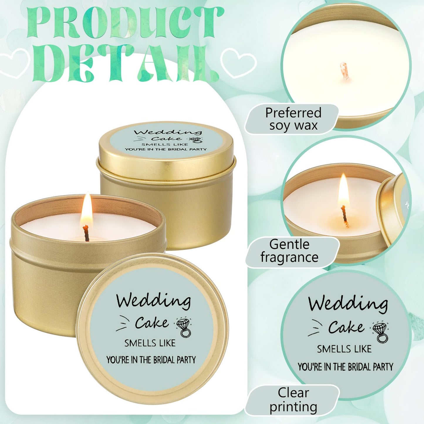 Conelist 8 Pcs Bridesmaid Proposal Gifts Smells Like You're in The Bridal Party Candles Bridesmaid Gifts Natural Soy Wax Candles for Bridesmaid Best Friends Wedding Gifts (Light Green,Stylish)