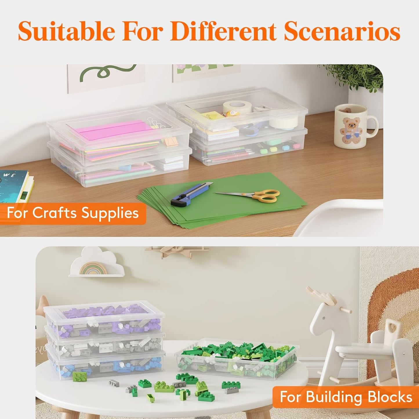 Lifewit Paper Organizer Storage - Multi-Purpose Plastic File Box with Latching Lids | 4 Pack, Clear, 32 x 23 cm