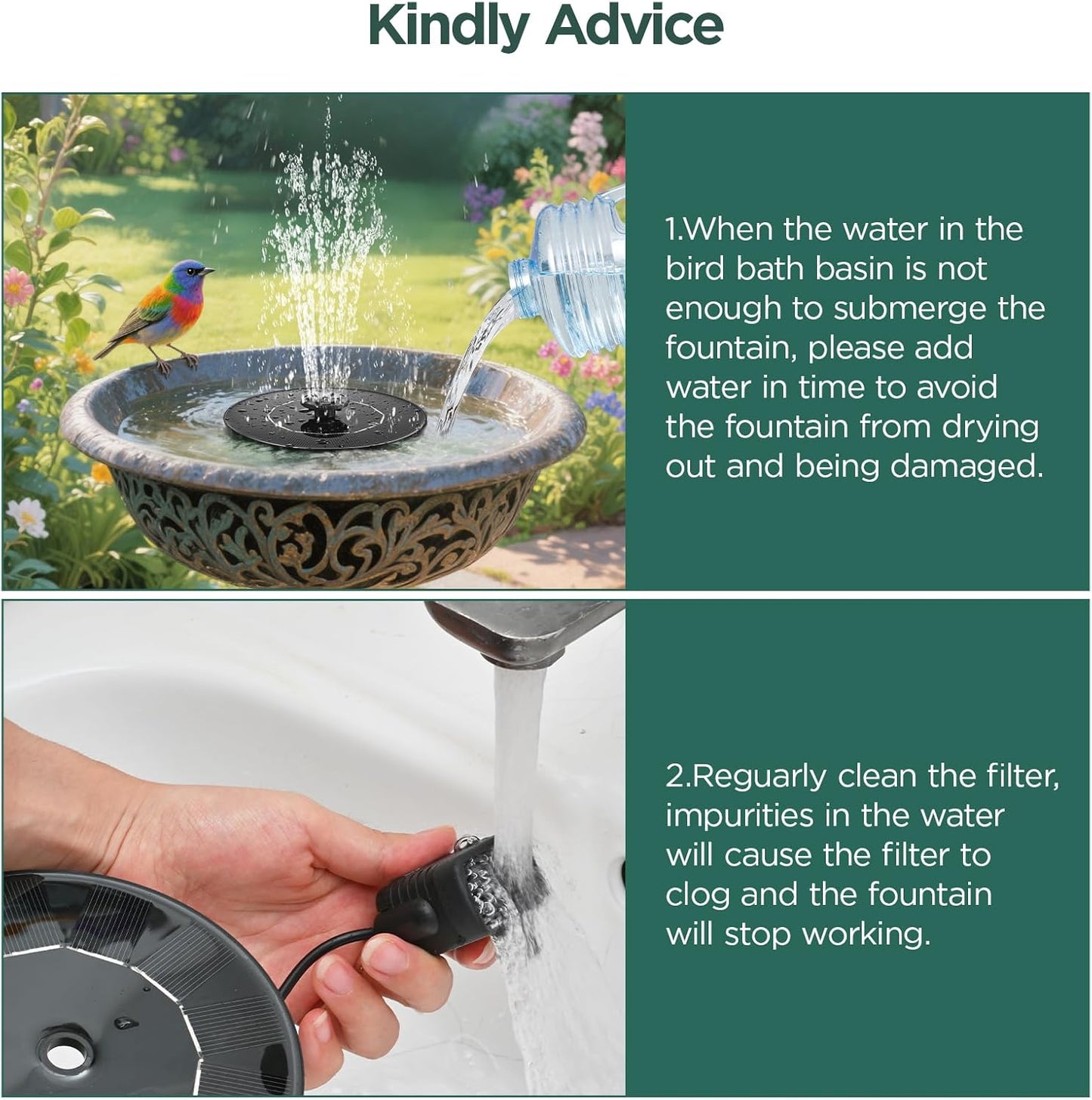 Skiennix Solar Bird Bath Fountain Pump - Eco-Friendly Outdoor Water Feature with 6-in-1 Nozzles | Floating Design for Garden, Pond, Pool