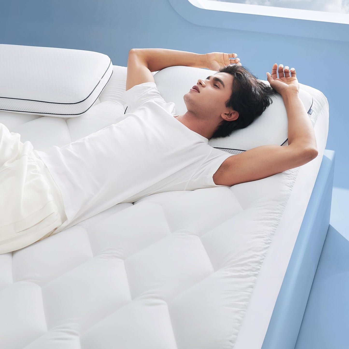 Bedsure Mattress Pad Cal King Size, Cooling Pillow Top Cal King Mattress Topper, Thick Quilted Bed Cover Padded, with a Deep Pocket Fitted to 8-21 Inches for Home, Bedroom, Hotel