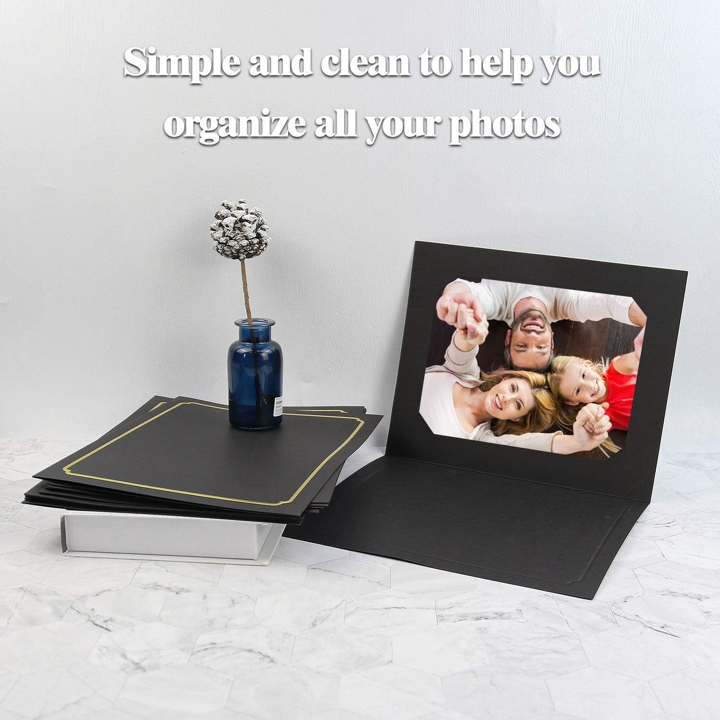 Golden State Art, Pack of 100, 6x8 or 8x10 Photo Folders, Cardboard Picture Frame, Paper Frame Cards, Greetings/Invitation Special Events: Graduation, Christmas, Wedding(Ivory)