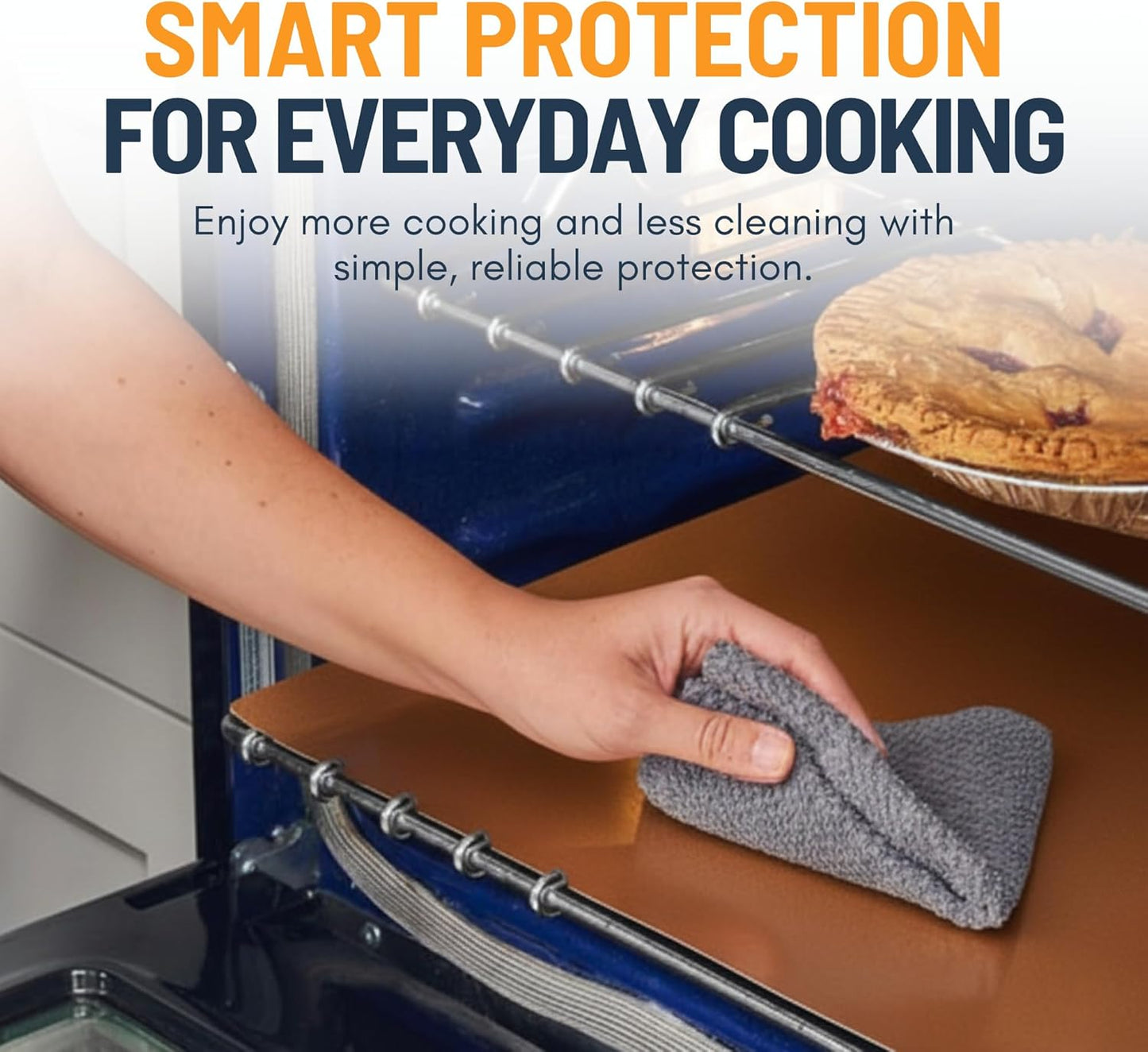 Skiennix Oven Liners - Heavy Duty Non-Stick Mats, 3 Pack, 16.25”x23” | BPA & PFOA Free Copper Kitchen Accessory