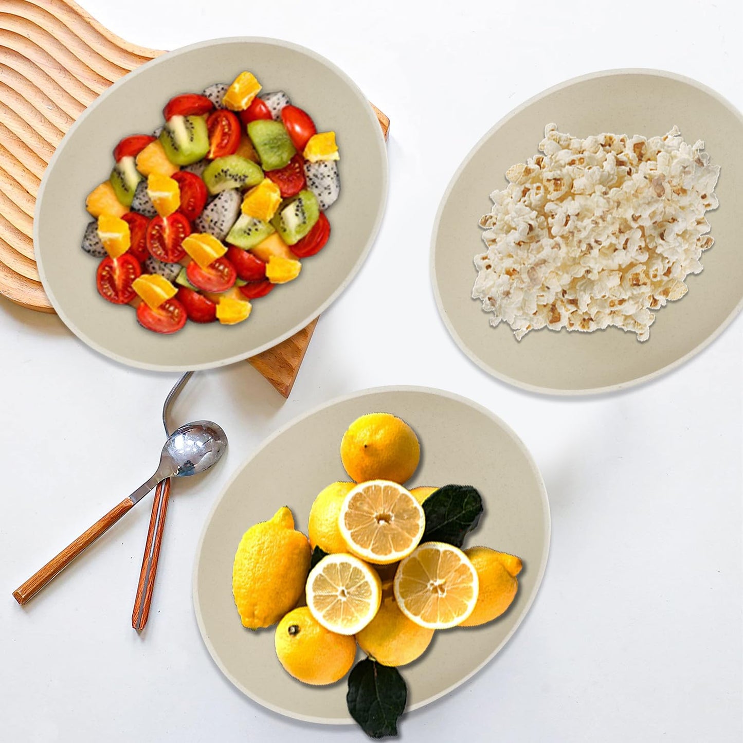 BUSOKIP Large Bowls 65 OZ, Wheat Straw Bowls Set of 4, Unbreakable Salad Bowl, Microwave & Dishwasher Safe Big Bowl, Kitchen Serving Bowl for Salad, Cereal, Soup and Oatmeal (Beige)