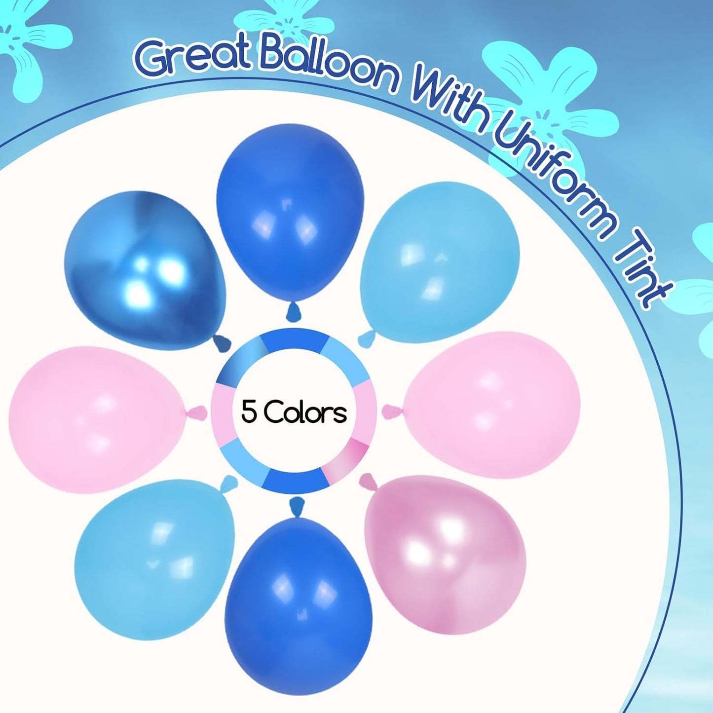 Skiennix 12-Inch Pink & Blue Balloons - Metallic Confetti for Gender Reveal & Baby Shower Decor