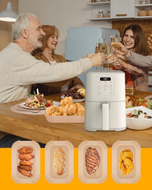 Bella 130PC Air Fryer Paper Liners - Non-Stick Disposable Parchment for 4Qt Slim Air Fryer | Food-Grade, Bleach-Free
