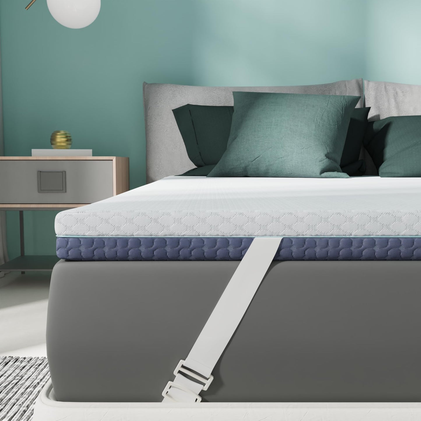 Releep 2 Inch Memory Foam Mattress Topper King Size, Soft Mattress Topper for Back Pain Relief, Orthopedic Bed Topper with 2-Sided Breathable Cover, Ergonomic 5-Zone Design, CertiPUR-US Certified