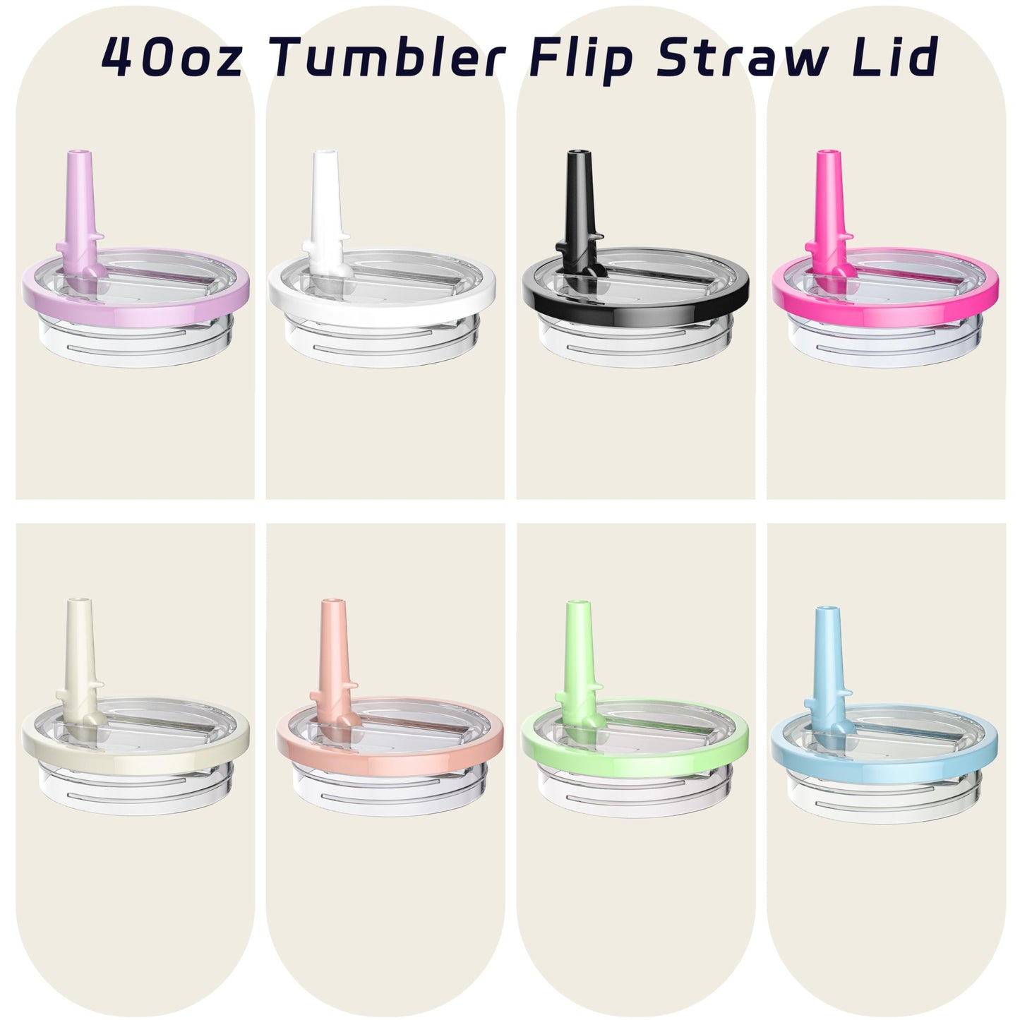 Miavers 2Pack 40oz Tumbler Flip Straw Lid Replacement suit for Stanley Quencher cup,leak proof and spill resistant tumbler lid, convenient Tumbler Cover applicable to Stanley 40oz tumbler (White)