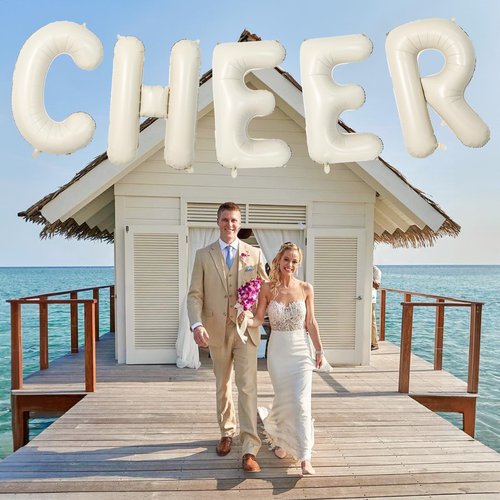F Letter Balloons Cream, 40 Inch Alphabet Foil Word, Large Mylar Inflatable Beige Name, Big Helium Custom White for Women Birthday Party Decoration Supplies
