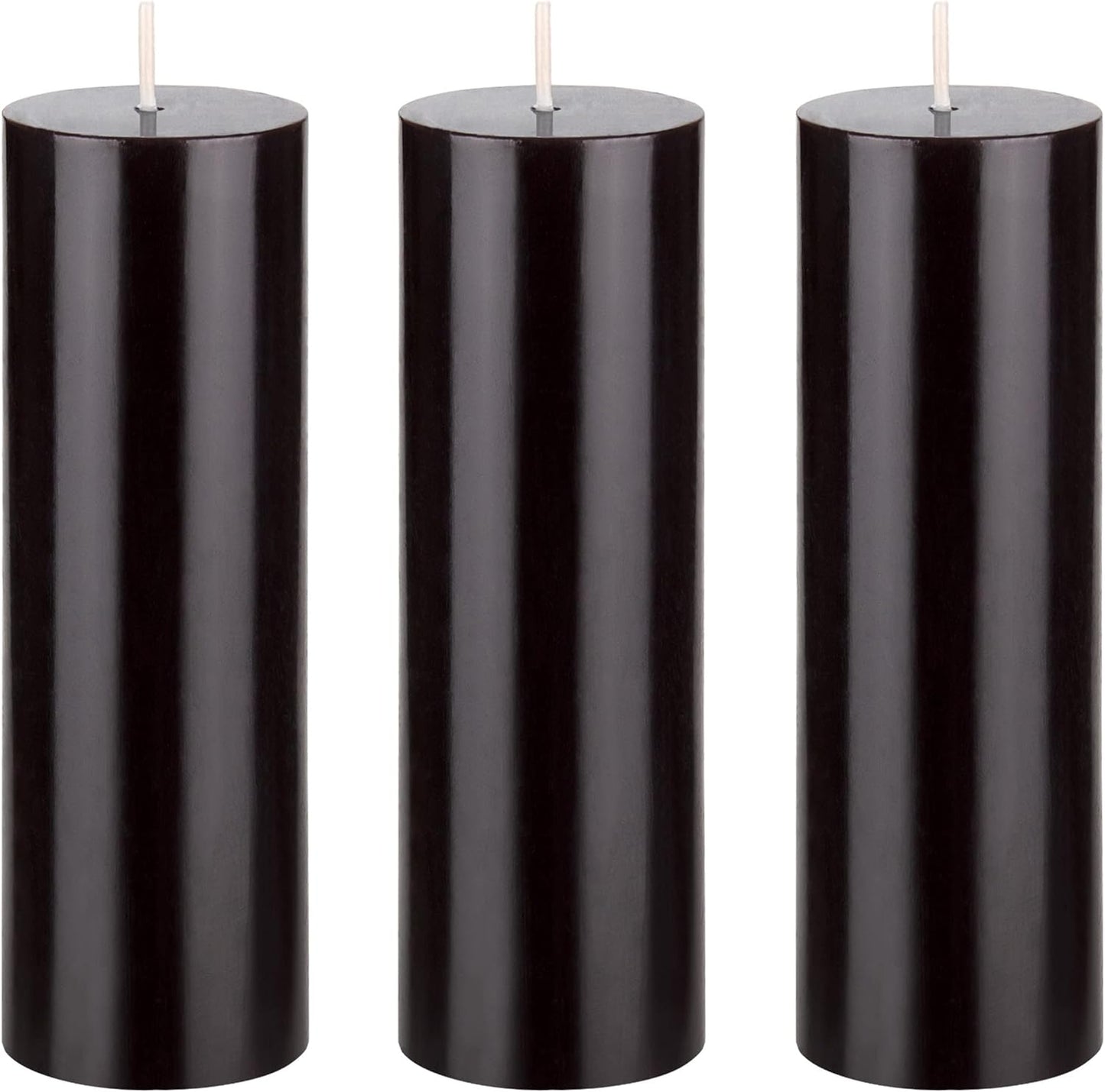Unscented Black Pillar Candle - 2x6 Inch Hand Poured Premium Wax for Home Décor & Events