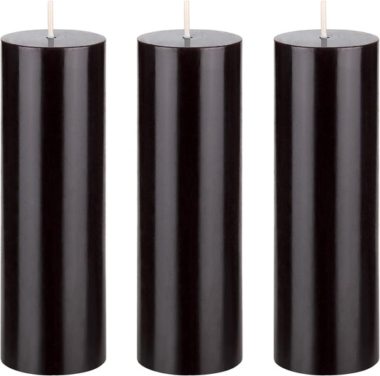 Unscented Black Pillar Candle - 2x6 Inch Hand Poured Premium Wax for Home Décor & Events