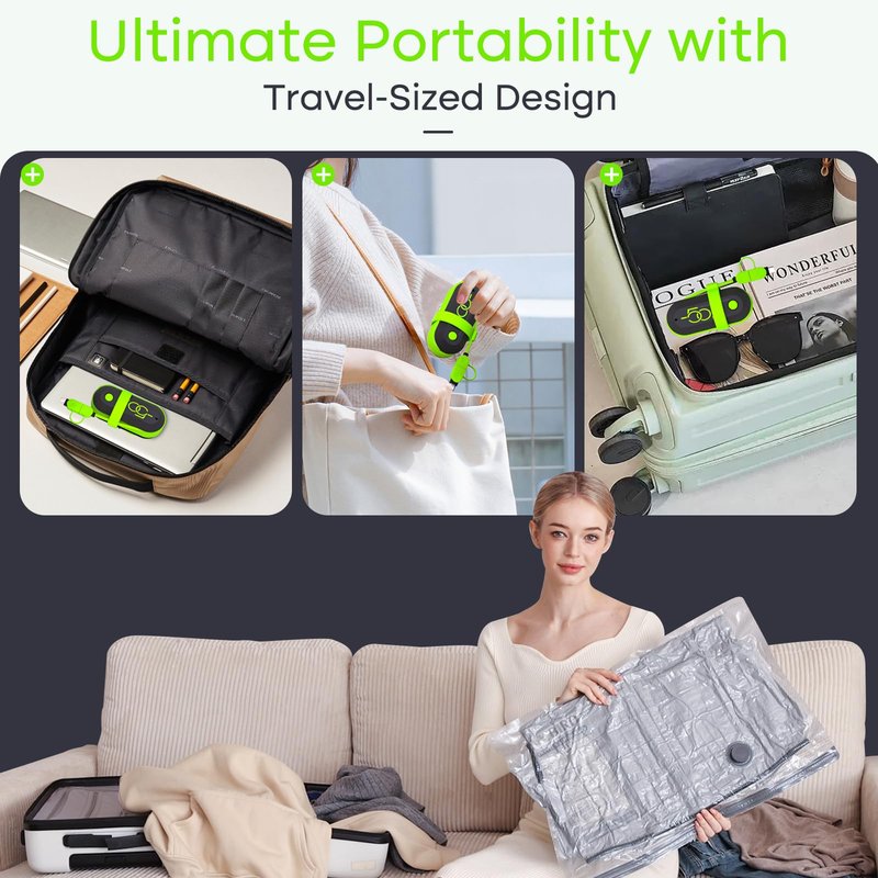 Vacbird Vacuum Bags for Travel with USB Pump, 12 Pack Carry-on Size Compression Packing Bags for Luggage and Suitcase, Space Saver Bags for Clothes and Clothing Travel