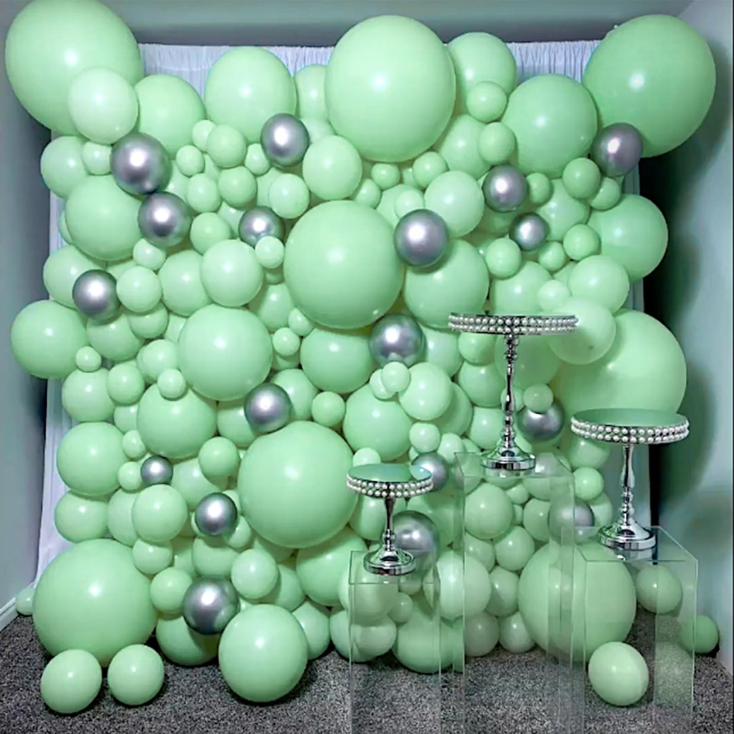 PartyWoo Mint Green Balloons 100 pcs Different Sizes Pack of 36 18 12 10 5 Inch Pastel Light Green Peppermint Balloon Arch Kit Garland for Graduation Baby Shower Birthday Party Decorations Green-Q06