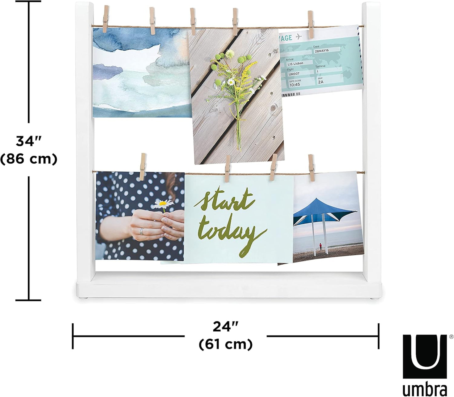 Umbra Hangit Desk Photo Display - White Desktop Organizer for Pictures & Memories