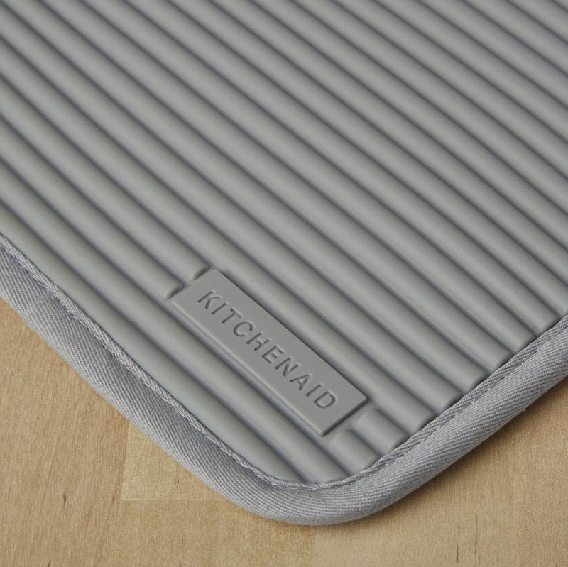 KitchenAid Ribbed Soft Silicone Pot Holder 2-Pack Set, Grey, 7"x9"