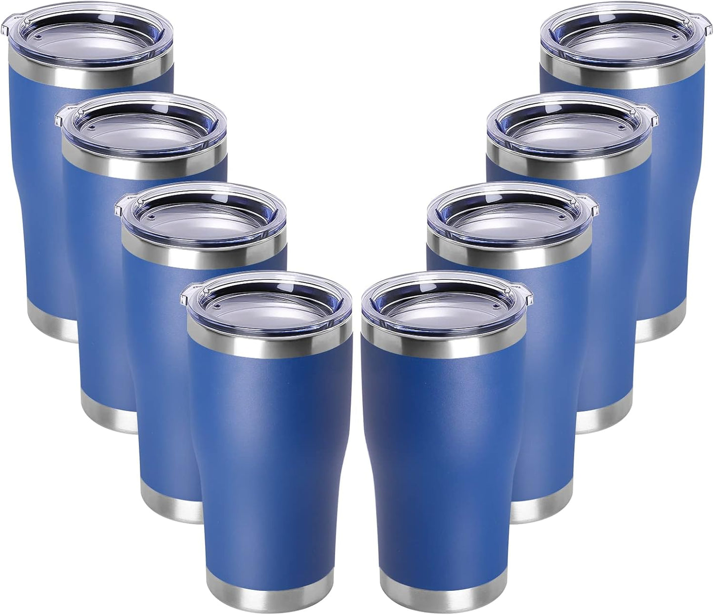 DOMICARE 20oz Tumbler with Lid Stainless Steel Tumblers Bulk, Double Wall Vacuum Insulated Coffee Travel Mug Powder Coated Tumbler, 8 Pack Purple