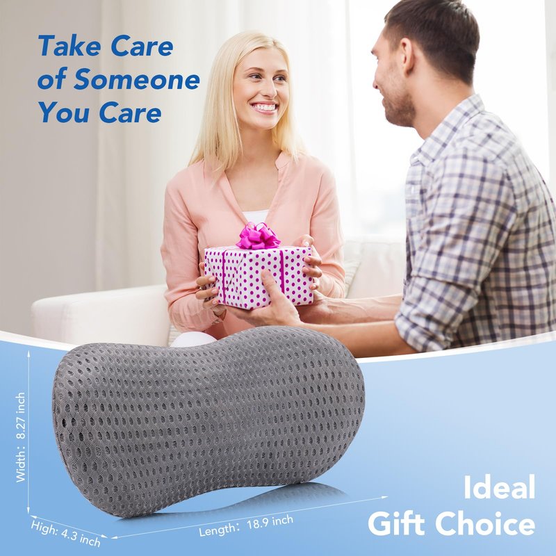 KNQZE Heated Lumbar Support Pillow for Office Chair, Car, Bed, and Recliner-Customizable Height for Personalized Comfort - Relieves Lower Back Pain and Enhances Posture