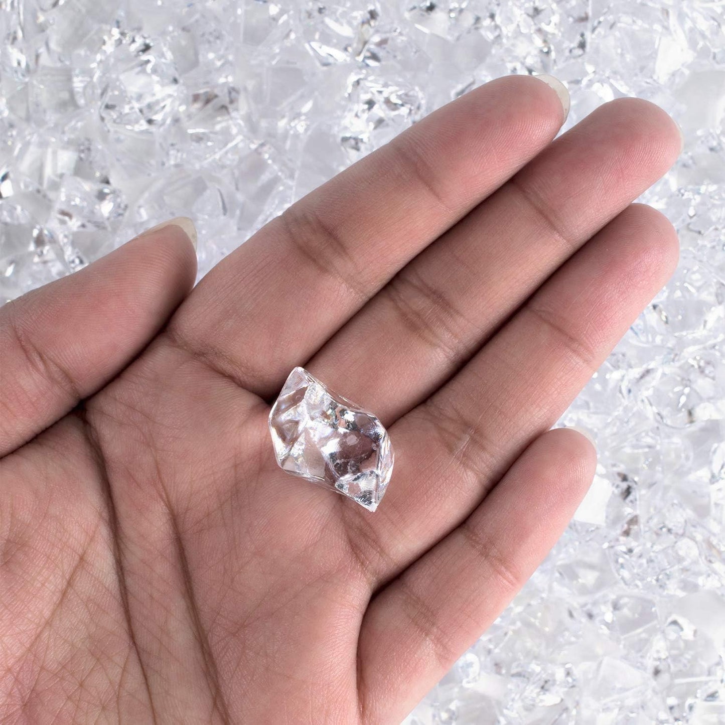 Clear Acrylic Fake Ice Cubes - 3 lb Bag of Diamond Crystals for Vase Fillers & Party Decor