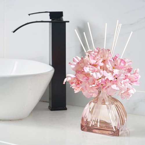 COCORRÍNA Reed Diffuser - 8.5 Oz Cherry Blossom Scent with 8 Sticks for Elegant Home Decor