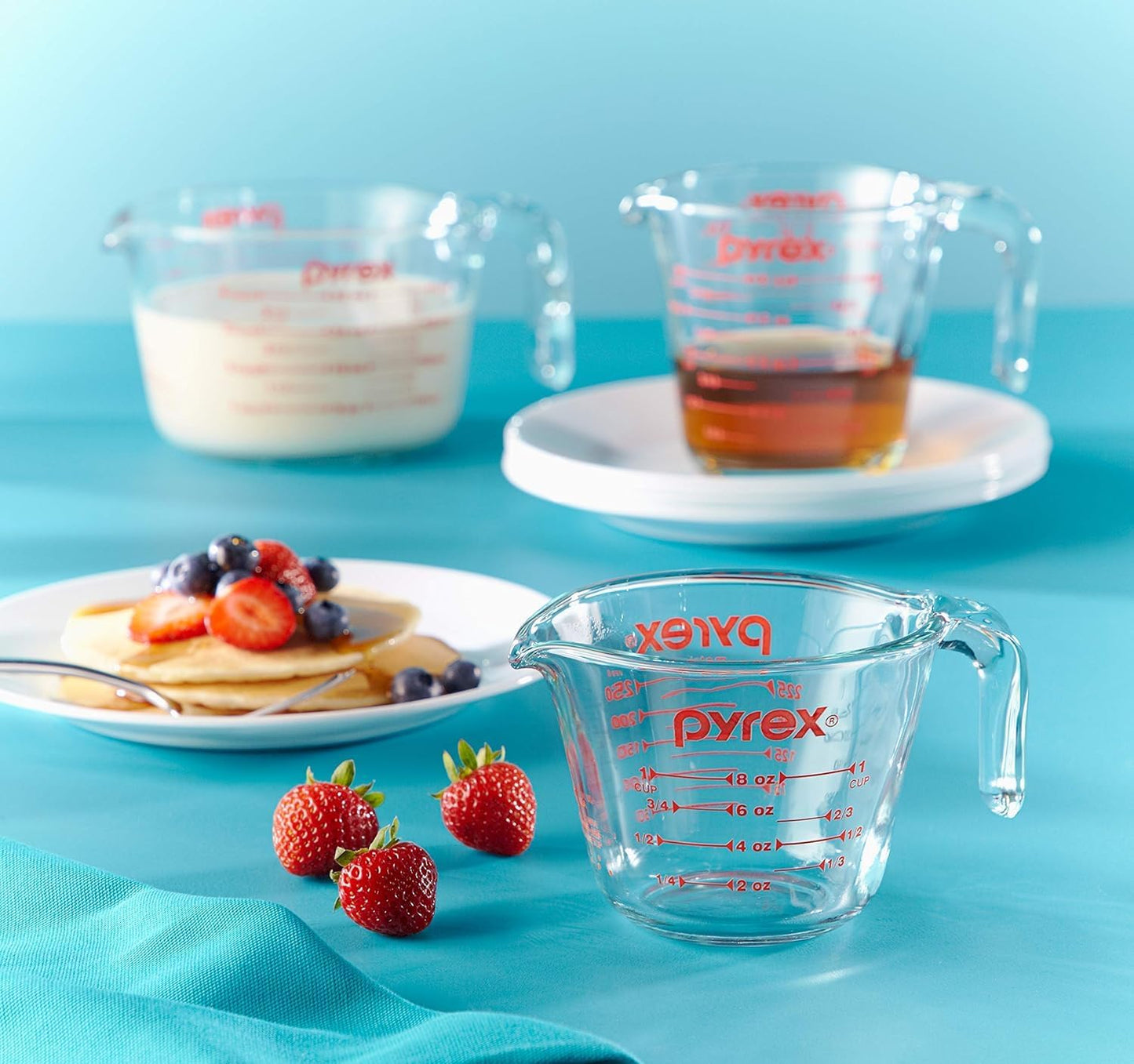 Pyrex Essentials Glass Measuring Cups Set - 3-Pack (1, 2 & 4 Cup) | Oven, Dishwasher, Freezer & Microwave Safe