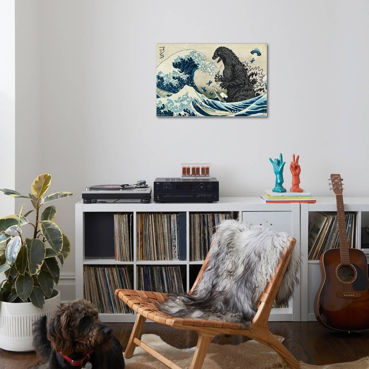 Trends International Godzilla - Great Wave Wall Poster, 22.37" x 34.00", Stretched Canvas