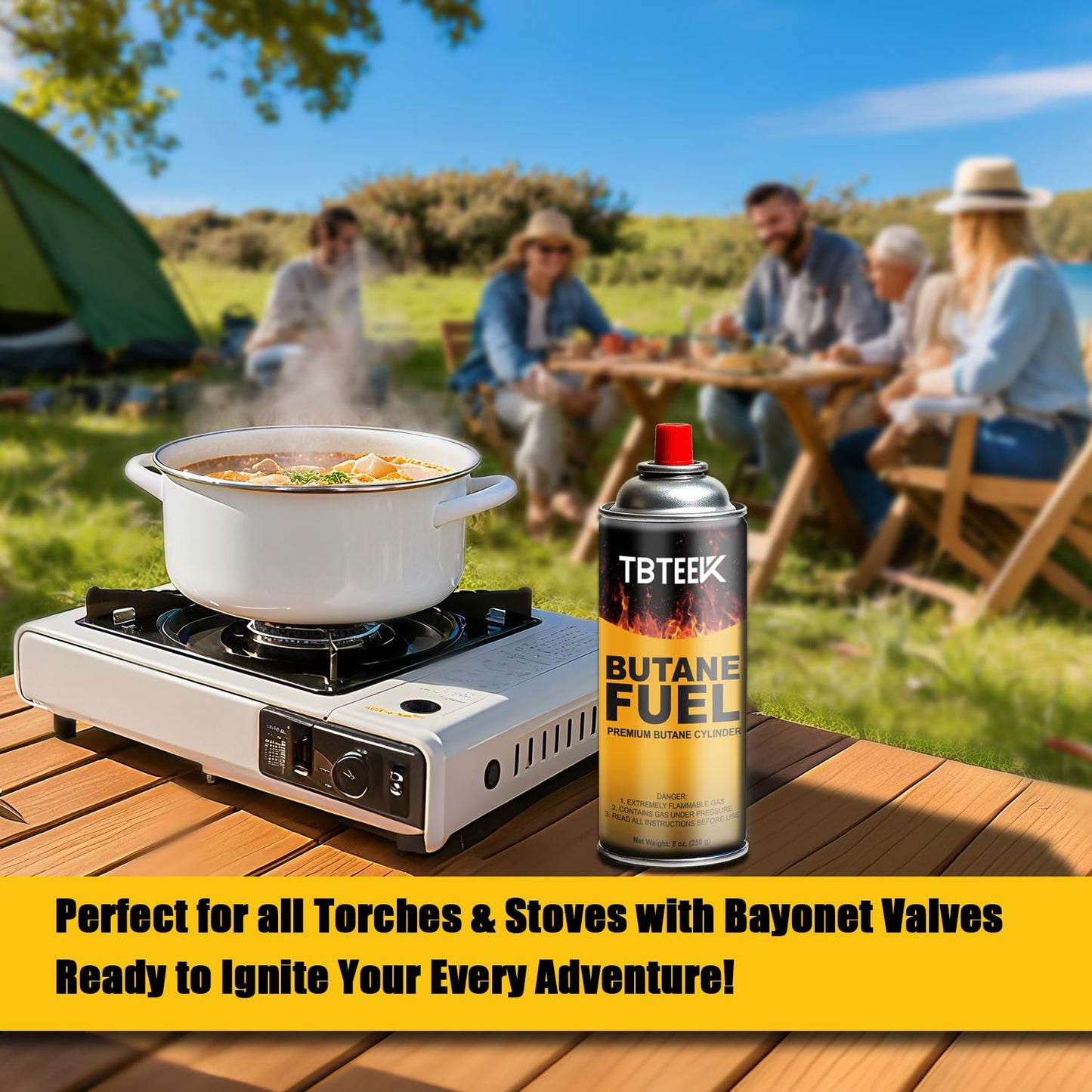 TBTeek Butane Fuel Canister, Butane Gas 8 oz, Premium Pure Refined Butane Gas Refill for Kitchen Torch Head, Camping Stove, Outdoor Cooking, Grilling & Emergency Use