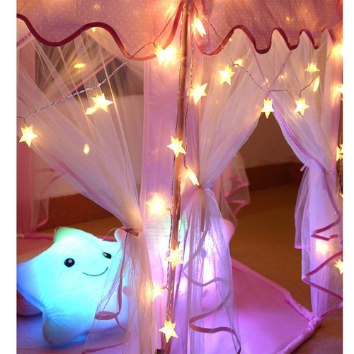 Homeleo Warm White 50 Led Star Fairy Lights with Remote Control, Battery Powered Five-Pointed Star String Lights