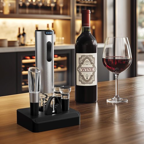 HomeHacks Electric Wine Opener - Automatic Opener with Foil Cutter & Vacuum Stopper | Rechargeable Gift for Wine Lovers