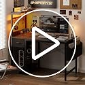 Grandder 40-Inch Gaming Desk with Power Outlet, LED Light & Reversible Shelves - Black (1 Drawer & LED)
