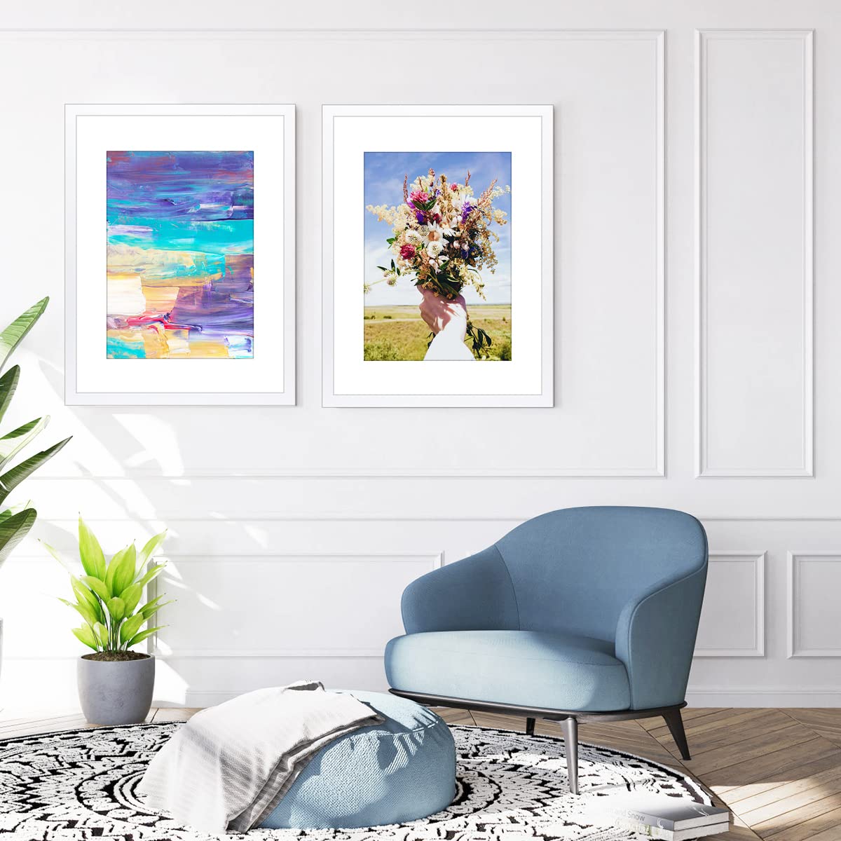 VNVNK 20x27 Frame White, Display 20x27 Inch Picture without Mat Or 16x24 Inch Picture with Mat,Photo Poster Picture Frames for Wall Display - Set of 1