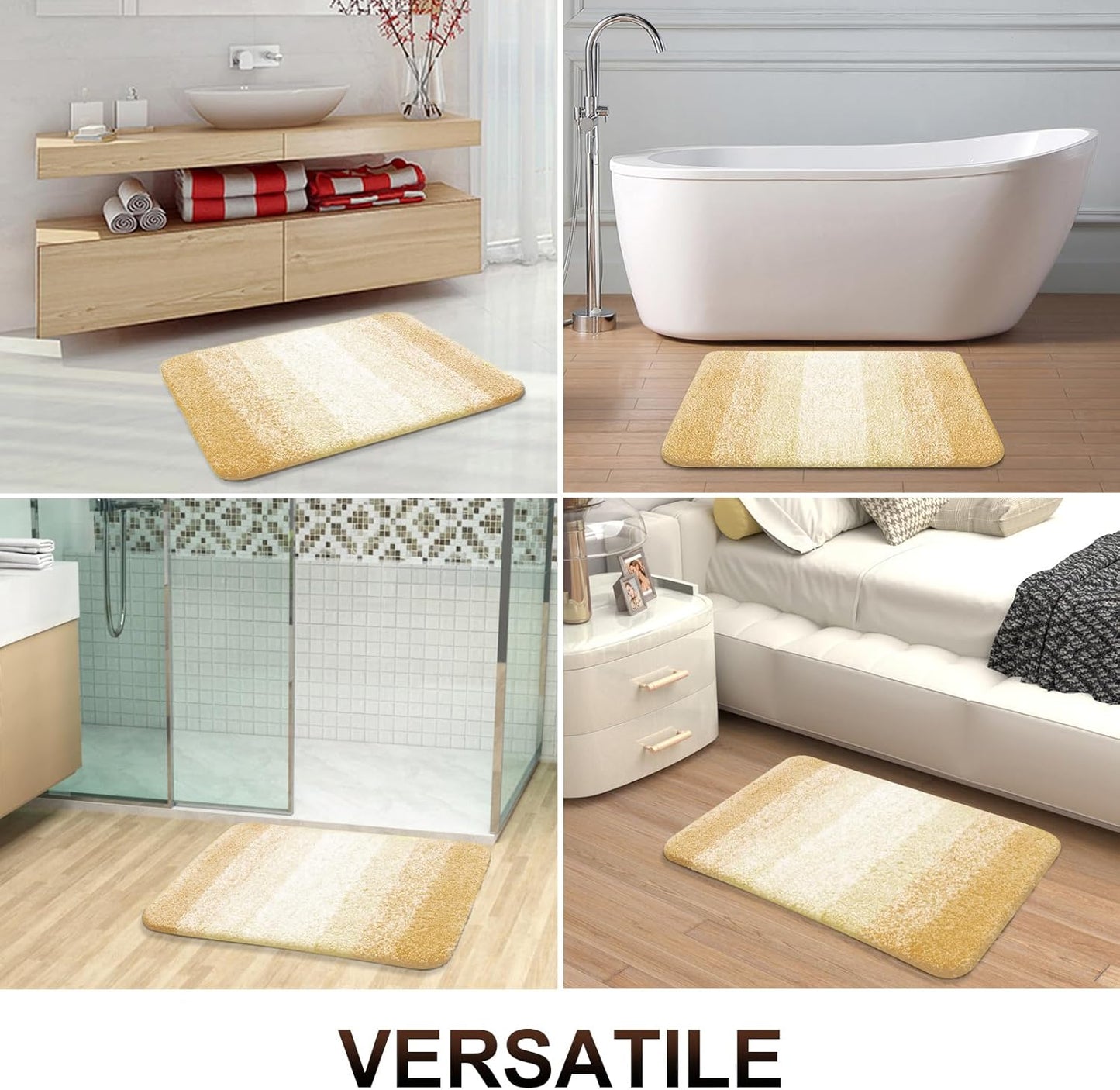 OLANLY Bathroom Runner Rug - Extra Soft Microfiber Mat 47x17 | Quick Dry, Washable, Light Yellow