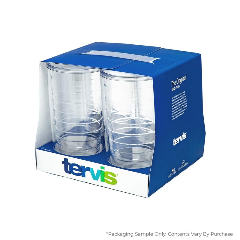 Tervis Clear & Colorful Tabletop Made in USA Double Walled Insulated Tumbler Travel Cup Keeps Drinks Cold & Hot, 16oz - 4pk, Clear