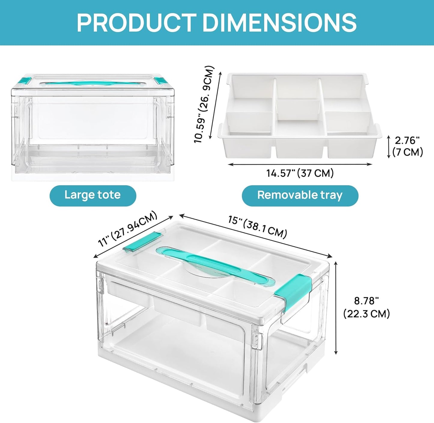 Vtopmart 24 QT Clear Plastic Craft Organizer - Removable Trays & Dividers for Art Supplies | Ideal Storage Solution