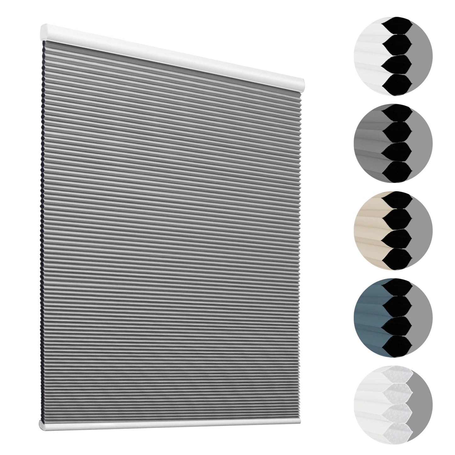 HOMEDEMO Blackout Cellular Shades Cordless, Honeycomb Shade Blinds, Thermal Insulated Noise Reduction for Windows Inside & Outside Mount Grey-Blackout 24" W x 64" H
